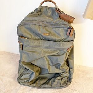 TUMI Olive Green Roller Backpack Suitcase